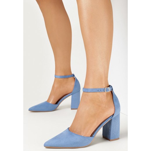 Niebieskie Czółenka na Słupkowym Obcasie ze Sprzączką Alexus 38 born2be.pl okazyjna cena