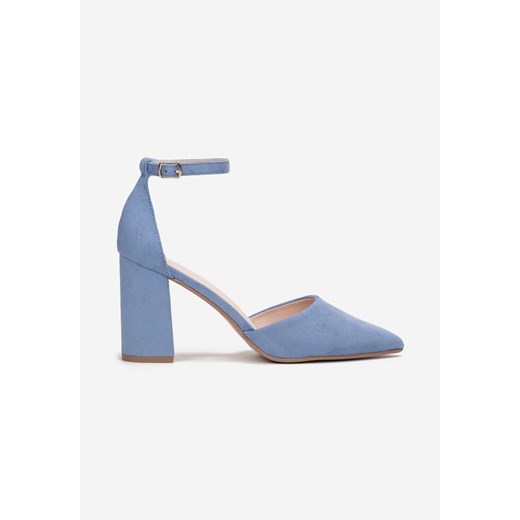 Niebieskie Czółenka na Słupkowym Obcasie ze Sprzączką Alexus 40 promocyjna cena born2be.pl