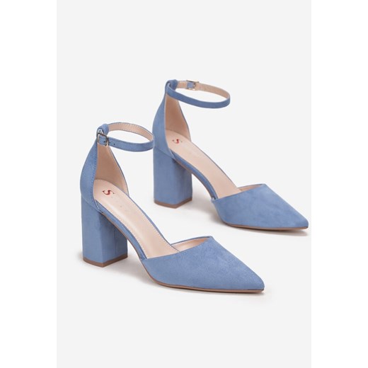 Niebieskie Czółenka na Słupkowym Obcasie ze Sprzączką Alexus 41 okazja born2be.pl
