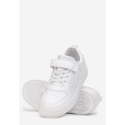 Białe Buty Sportowe na Rzep ze Skórzaną Cholewką Auriah 33 wyprzedaż born2be.pl