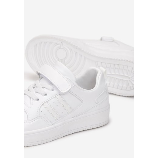 Białe Buty Sportowe na Rzep ze Skórzaną Cholewką Auriah 33 okazja born2be.pl