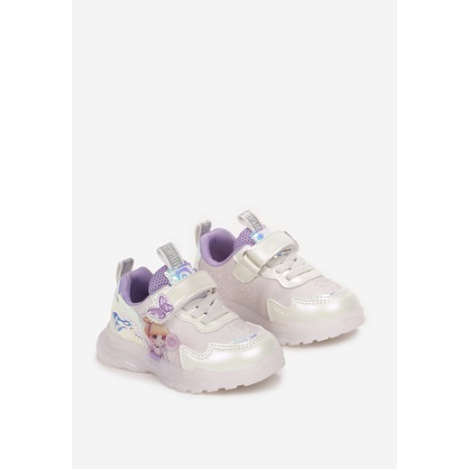 Fioletowe Buty Sportowe z Rzepem i Ozdobnymi Naszywkami Shanya ze sklepu born2be.pl w kategorii Buty sportowe dziecięce - zdjęcie 156763435