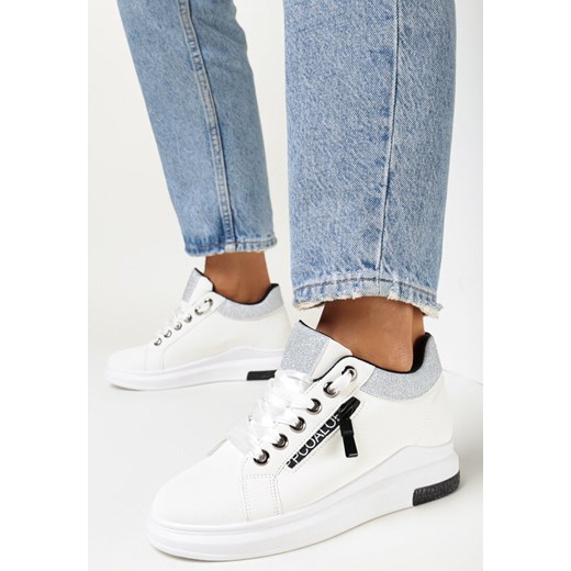 Born2be buty sportowe damskie sneakersy białe na koturnie