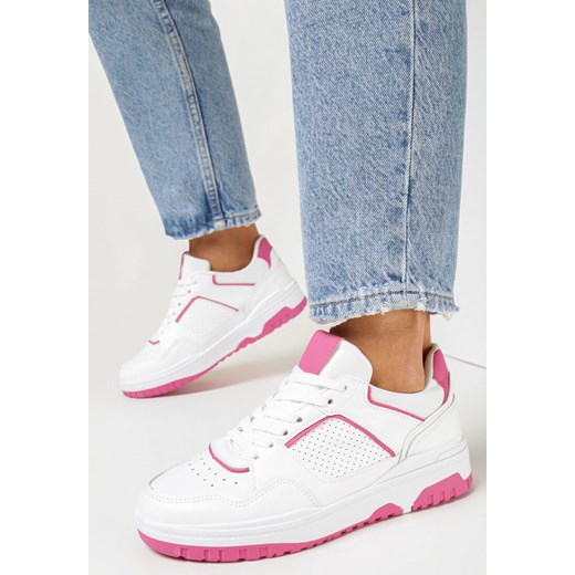 Biało-Fuksjowe Sneakersy z Delikatną Perforacją Gleoria 37 born2be.pl okazja