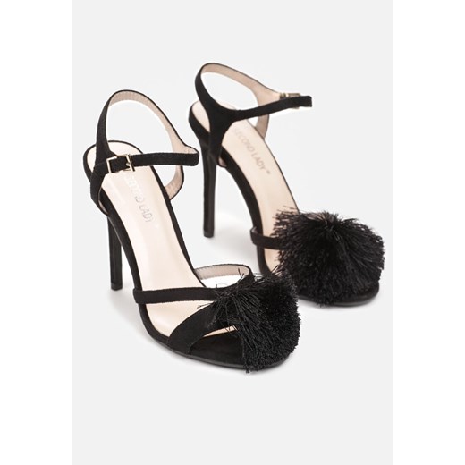 Sandały damskie Born2be z klamrą czarne na szpilce eleganckie 