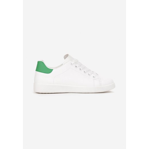Zielone Wiązane Sneakersy na Płaskiej Podeszwie z Okrągłym Noskiem Adephine 39 wyprzedaż born2be.pl