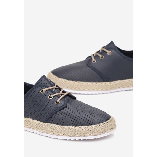 Niebieskie Trampki na Płaskiej Podeszwie z Plecionki z Cholewką z Perforacją 41 born2be.pl okazja