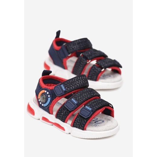 Granatowe Sandały na Rzep z Wkładką ze Skóry Naturalnej Lersa 22 okazja born2be.pl