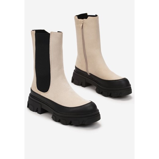 Beżowe Botki Tyralis 36 promocja born2be.pl