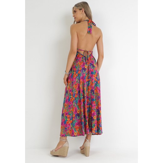 Born2be sukienka bez rękawów maxi rozkloszowana boho z wiskozy w kwiaty