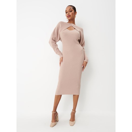 Mohito - Dzianinowa sukienka midi ze swetrem - beżowy ze sklepu Mohito w kategorii Sukienki - zdjęcie 156851098