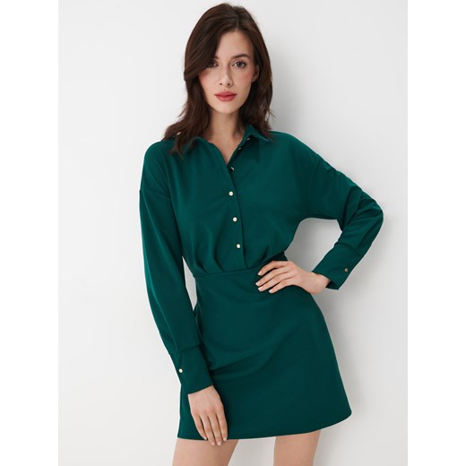 Mohito - Sukienka koszulowa mini - Zielony Mohito XL okazyjna cena Mohito