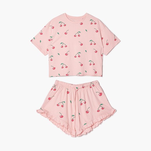Cropp - Dwuczęściowa piżama z nadrukiem all over - Różowy Cropp M Cropp