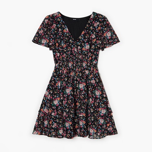 Cropp - Sukienka w kwiaty - czarny ze sklepu Cropp w kategorii Sukienki - zdjęcie 156855708