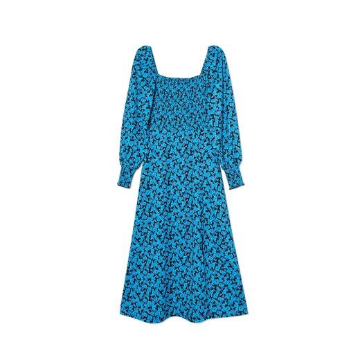 Cropp - Niebieska sukienka midi w kwiaty - Niebieski Cropp L okazyjna cena Cropp