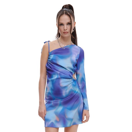 Cropp - Sukienka z ozdobnym wiązaniem - Niebieski Cropp M Cropp promocyjna cena