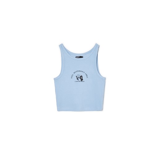 Cropp - Niebieski tank top z kapibarą - błękitny ze sklepu Cropp w kategorii Bluzki damskie - zdjęcie 156856126