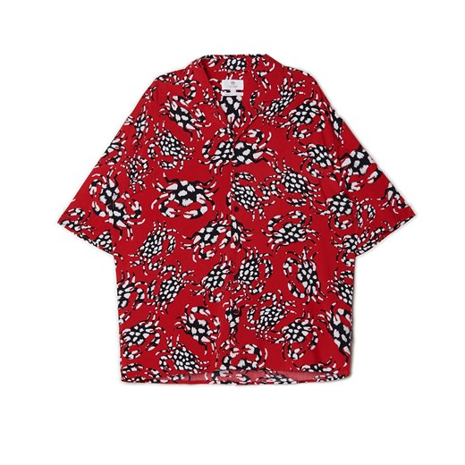 Cropp - Czerwona koszula z nadrukiem all over - Czerwony Cropp XL Cropp