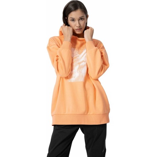Bluza damska pomarańczowy 4F z nadrukami na wiosnę bawełniana długa 