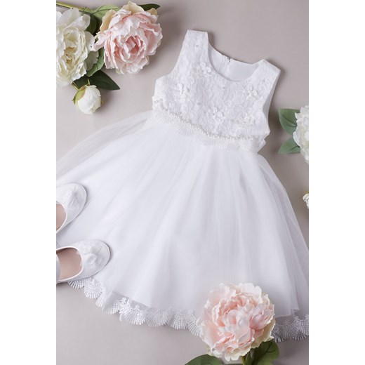 Biała Sukienka Udekorowana Koronkowymi Kwiatkami Ainhara ze sklepu Born2be Odzież w kategorii Sukienki dziewczęce - zdjęcie 156884396