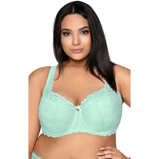 Carmela Big biustonosz usztywniany koronkowy w kolorze seledynowym M-053/22, Kolor seledynowy, Rozmiar 80F, Mat ze sklepu Intymna w kategorii Biustonosze - zdjęcie 156885188