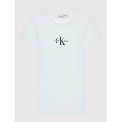 Calvin Klein Jeans T-Shirt Micro Monogram IG0IG01221 Biały Regular Fit 8Y wyprzedaż MODIVO