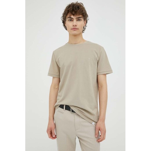 Les Deux t-shirt bawełniany kolor beżowy gładki ze sklepu ANSWEAR.com w kategorii T-shirty męskie - zdjęcie 156905176