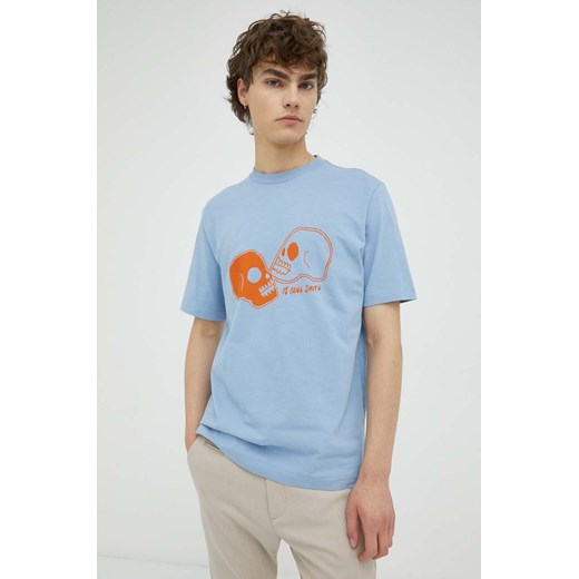 PS Paul Smith t-shirt bawełniany kolor niebieski z nadrukiem ze sklepu ANSWEAR.com w kategorii T-shirty męskie - zdjęcie 156905186