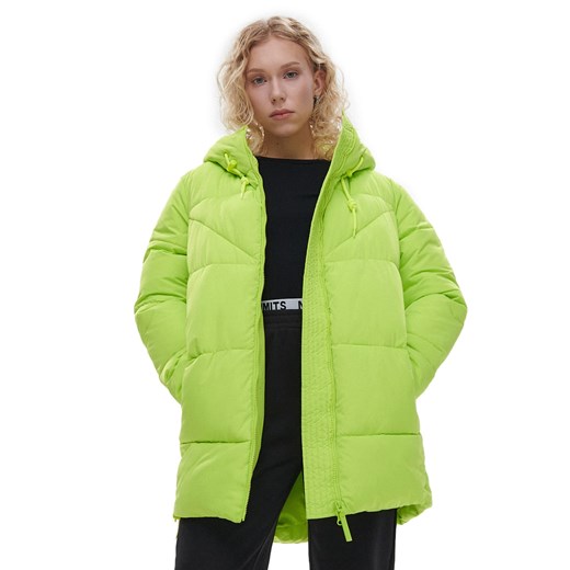 Cropp - Zielona kurtka puffer z kapturem - Zielony Cropp XL okazyjna cena Cropp