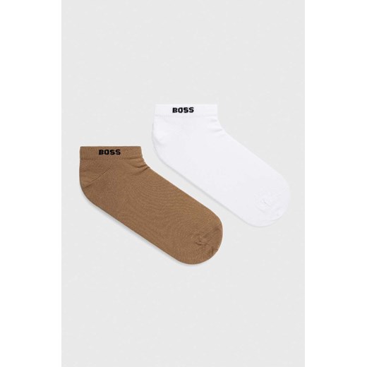 BOSS skarpetki 2-pack męskie kolor beżowy 50467730 ze sklepu ANSWEAR.com w kategorii Skarpetki męskie - zdjęcie 156919047
