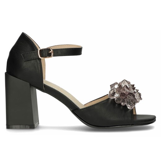Czarne sandały damskie z kryształami na słupku Filippo Ds4633/23 ze sklepu suzana.pl w kategorii Sandały damskie - zdjęcie 156939688
