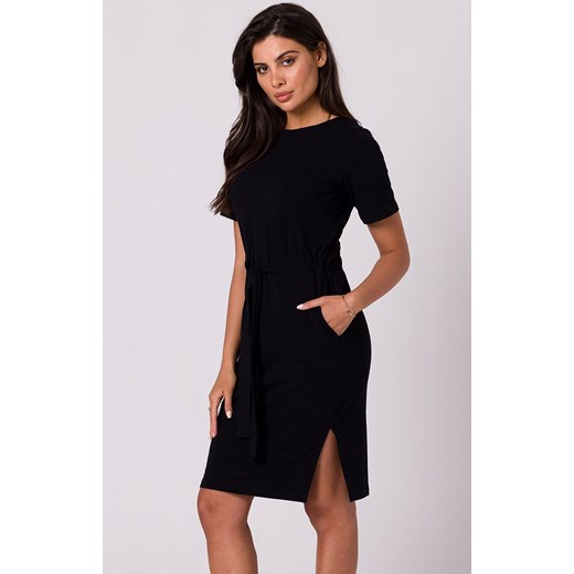 Sukienka bawełniana czarna z naszytymi kieszeniami B263, Kolor czarny, Rozmiar L, BE ze sklepu Primodo w kategorii Sukienki - zdjęcie 156957825