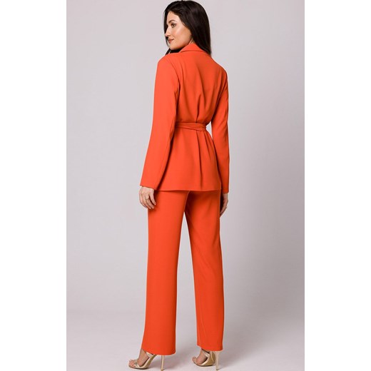 Spodnie z wysokim stanem w kolorze koralowym K162, Kolor koralowy, Rozmiar L, Makover S Primodo