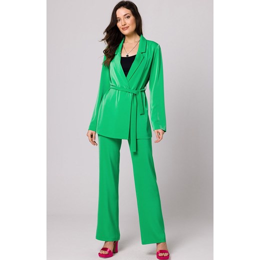 Spodnie z wysokim stanem w kolorze zielonym K162, Kolor zielony, Rozmiar L, makover ze sklepu Primodo w kategorii Spodnie damskie - zdjęcie 156957847