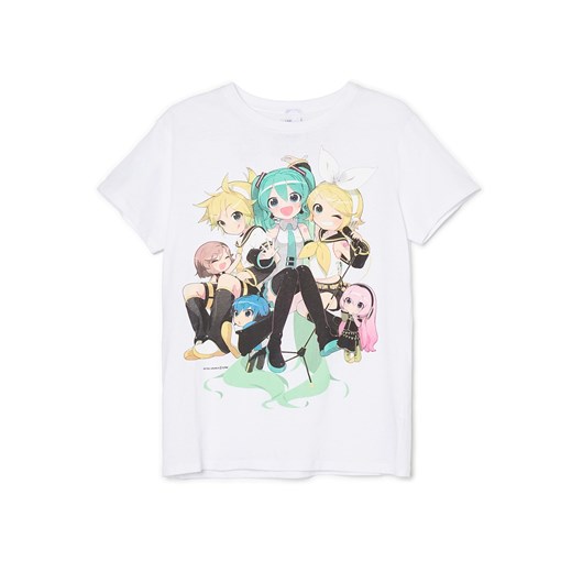 Cropp - T-shirt z nadrukiem Hatsune Miku - biały ze sklepu Cropp w kategorii Bluzki damskie - zdjęcie 157028886