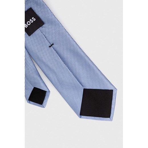 BOSS krawat jedwabny kolor niebieski ONE ANSWEAR.com