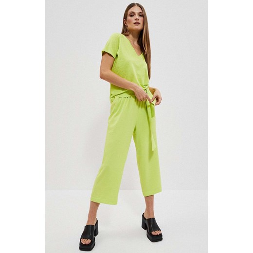 Luźne spodnie z nogawką 7/8 w kolorze limonkowej zieleni 4022, Kolor zielony, Rozmiar XS, Moodo ze sklepu Primodo w kategorii Spodnie damskie - zdjęcie 157040319
