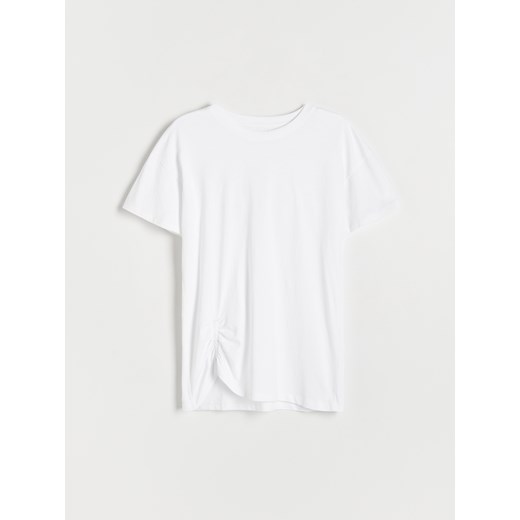 Reserved - T-shirt z marszczeniem - Biały Reserved L Reserved