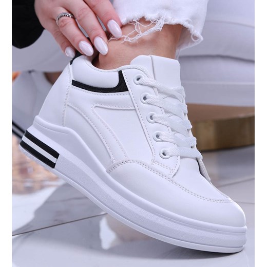 Buty sportowe damskie casualowe białe na wiosnę wiązane