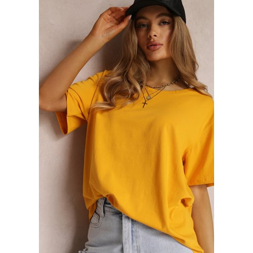 Żółty T-shirt Eraela Renee 3XL Renee odzież wyprzedaż