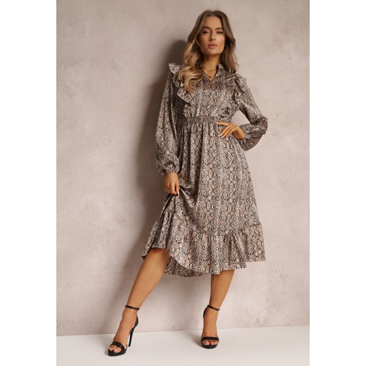 Beżowa Sukienka Regalwoods Renee XL promocja Renee odzież