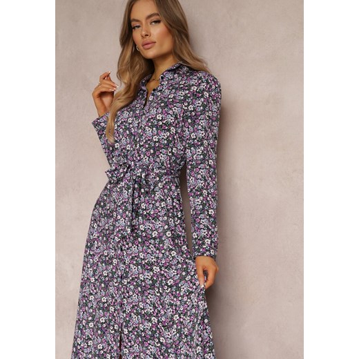 Granatowo-Fioletowa Sukienka Adreabel Renee XS promocyjna cena Renee odzież