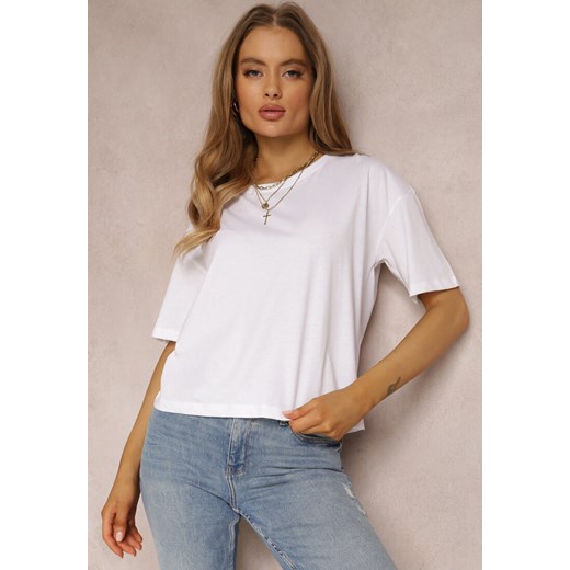 Biały T-shirt Trafaren ze sklepu Renee odzież w kategorii Bluzki damskie - zdjęcie 157055197