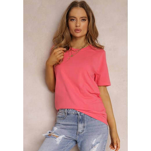 Różowy T-shirt Purple ze sklepu Renee odzież w kategorii Bluzki damskie - zdjęcie 157056547