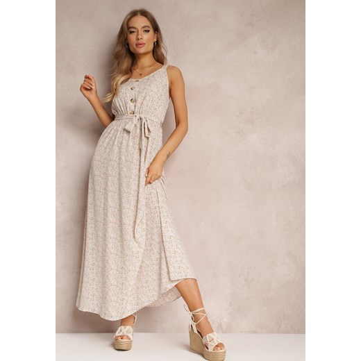 Kremowa Sukienka Marylinai ze sklepu Renee odzież w kategorii Sukienki - zdjęcie 157057767