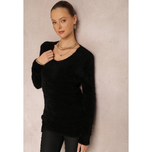 Czarny Sweter Wełniany Aegiopis ze sklepu Renee odzież w kategorii Swetry damskie - zdjęcie 157058928