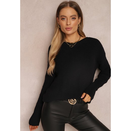 Czarny Sweter Lyna ze sklepu Renee odzież w kategorii Swetry damskie - zdjęcie 157059728