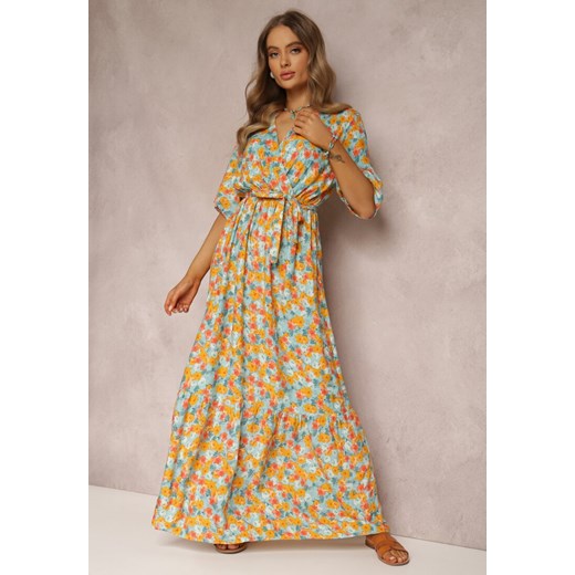 Pomarańczowo-Jasnoniebieska Sukienka Pheliphae ze sklepu Renee odzież w kategorii Sukienki - zdjęcie 157062869