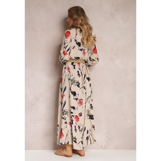 Renee sukienka w kwiaty wielokolorowa casual maxi z długimi rękawami