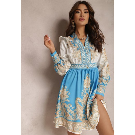 Biało-Niebieska Sukienka Basaste ze sklepu Renee odzież w kategorii Sukienki - zdjęcie 157064696